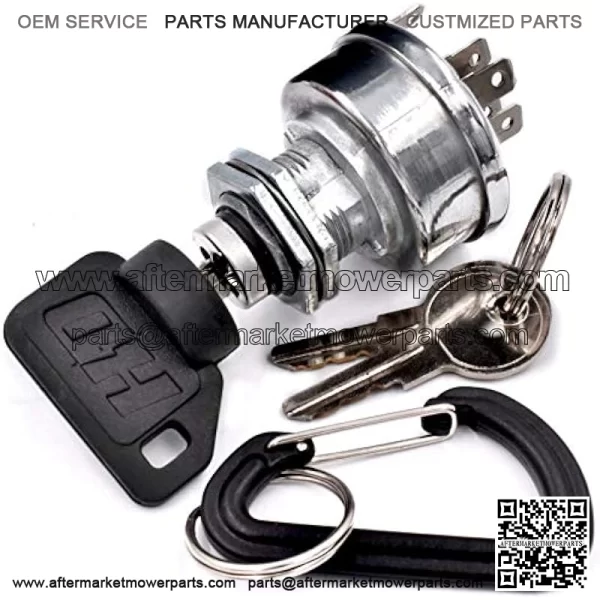 Premium Ignition Switch for John Deere Bunker Rake & Field 1200 1200A 800 V40 Aerators 3 Keys & Free Carabiner