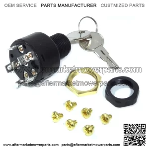 Marine Ignition Key Switch, 3 Position Magneto, Off-Run-Start, Push To Choke