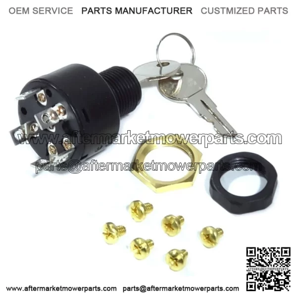 Marine Ignition Key Switch, 3 Position Magneto, Off-Run-Start, Push To Choke