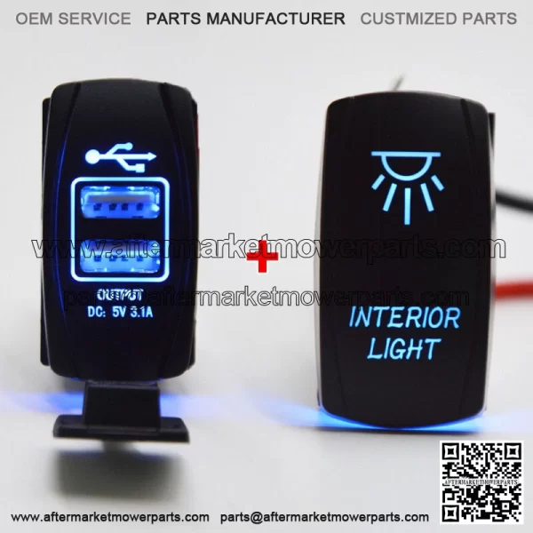OUTPUT 5V 3.1A USB Power Charger+"INTERIOR LIGHT" UTV Dash Rocker Toggle Switch For: More than one vehicle