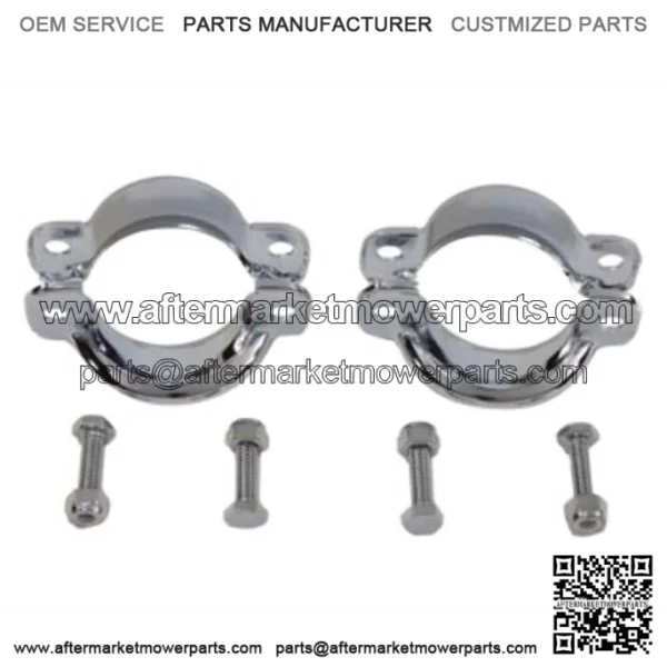 V-Twin Muffler Inlet End Clamp Set Pair Chrome Replica Harley Touring 85-94 (For: Harley-Davidson)