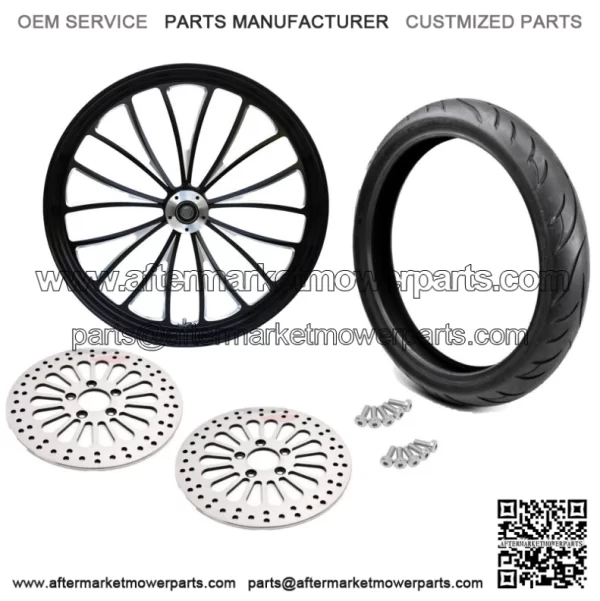 Ultima Manhattan Black 23 x 3.5 Front Wheel Rim BW Tire DD Package Harley 2008+ (For: Harley-Davidson)