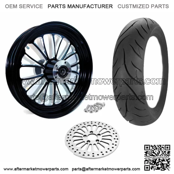 Ultima Manhattan Black Billet 16 x 3.5 Rear Wheel BW Tire Rotor Package Harley (For: Harley-Davidson)
