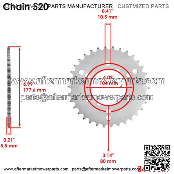 3222068 3222050 Rear Wheel Chain Sprocket for Polaris 34 Teeth (For: Polaris) - Image 2