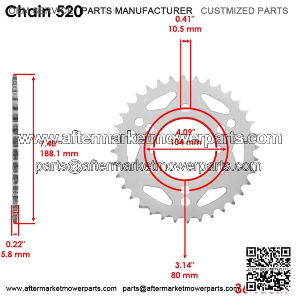 Rear Wheel Chain Sprocket for Polaris Scrambler 500 4x4 2000 2001-2012 36 Teeth (For: Polaris) - Image 2