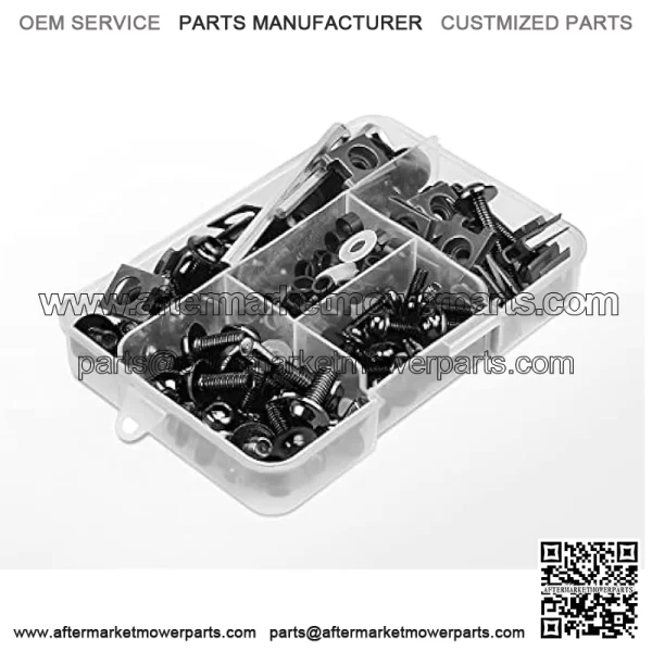Motorcycle Fairing Bolt Kit, 177pcs M5 M6 Motorcycle Windscreen Screws, Aluminum Fasteners Fairing Bolts Nut Clips Kit, Mounting Kits Washers Nuts Screws Assortment for Sport Bikes Black - Image 3
