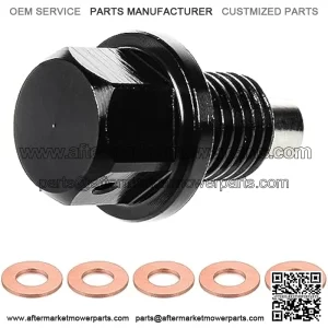 M12 x 1.75 Magnetic Aluminum Oil Drain Plug, Stainless Steel Sump Drain Nut Bolt with 5 PCS Copper Crush Washer, Universal Leak-proof Replacement for Most Cars Motorcycle BoatBlack