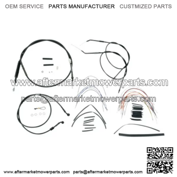 16" Black Vinyl Ape Hanger Control Cables Complete Kit XL Harley 07-13 (For: Harley-Davidson)
