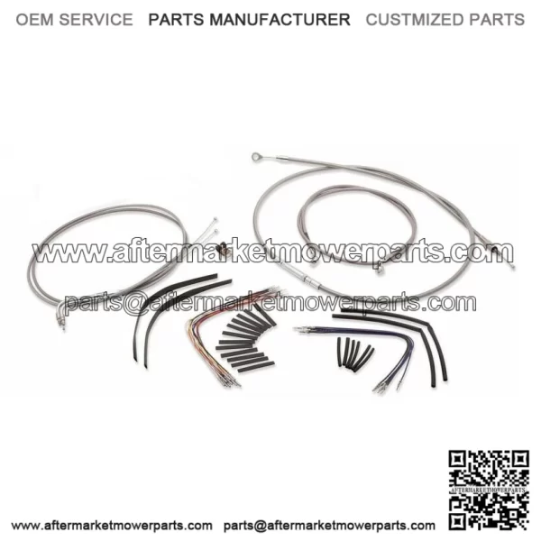 18" Stainless Ape Hanger Control Cables Complete Kit Softail Harley 00-06 (For: Harley-Davidson)