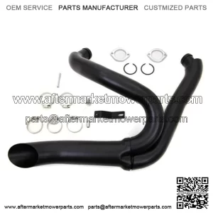 Black Wyatt Gatling 2 into 1 Exhaust Lake Pipe Header Kit Harley Chopper 18mm O2 (For: Harley-Davidson)