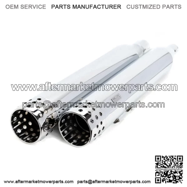 4" Chrome Swiss Cheese Slip-On Mufflers Exhaust Pipes 95-16 Harley Touring (For: Harley-Davidson)