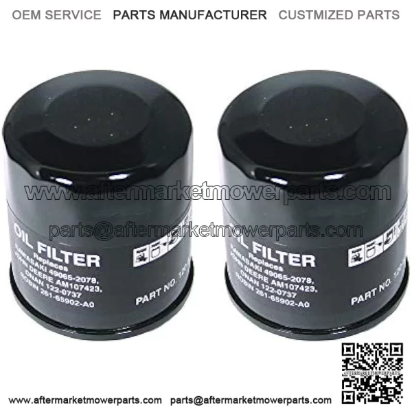 2pk Oil Filter Replaces John Deere AM107423 Kawasaki 49065-2078 Club Car 1016467 Robin 261-65902-A0 Onan 122-0737-03 Cub Cadet 490-201-0001