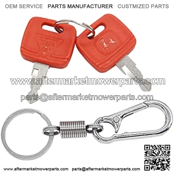 RE183935 RE71557 Ignition Key with Keychain Fit for John Deere Tractor Combine Loader 3120 3320 3720 4210 4320 4510 4710 5045E 5103 5203 7130 7230 - Image 2