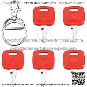RE183935 Ignition Key Compatible with John Deere Tractor - RE71557 Tractor Ignition Keys Fit for John Deere 3033R 3320 5525 5045 3120 9400 Farm Tractor, Keys 5 Pcs with 1 Keychain, Replace RE43492