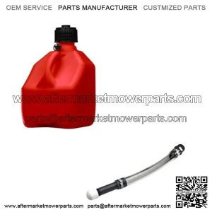 1 Pack Red 3 Gallon Square Utility Jug + 1 Deluxe Fill Hose
