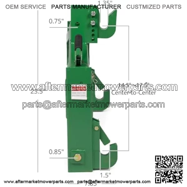 Attachments Green 3 Point Quick Hitch Adaptor to Category 1 and 2 Tractors, 3000 LB Lifting Capacity, 27.5" Between Lower Arms, 14.5" ~17.5" Level Adjustment - Image 2