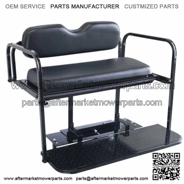 Yamaha Drive2 Golf Cart Flip Folding Rear Back Seat Kit - Black Cushions